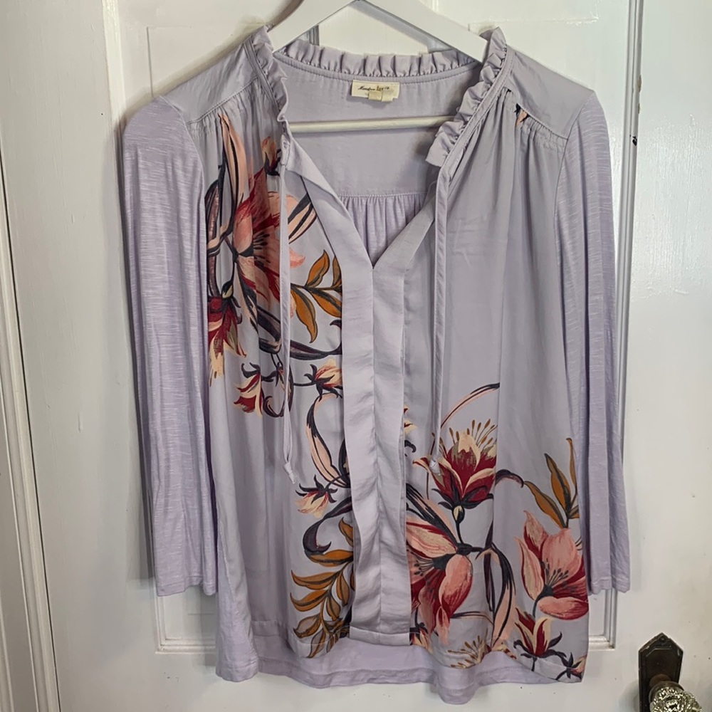Anthropologie Lavender Floral Blouse